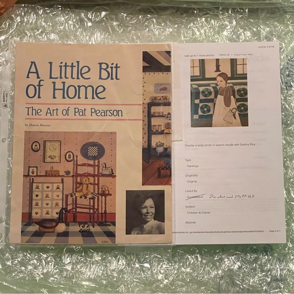 “Girl with Doll” by Pat Pearson - vintage folk art, Americana, canvas art - Picture 6 of 9